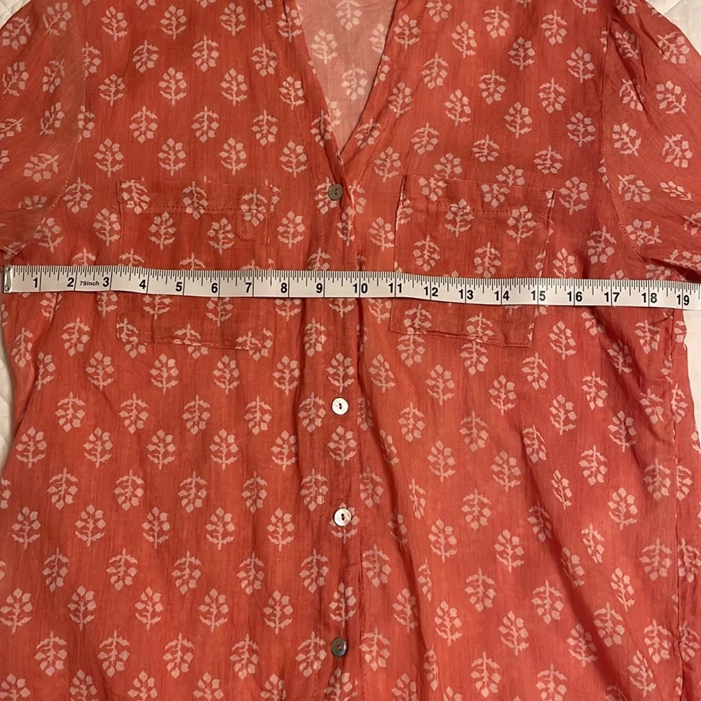 Women's Coral Button Down Shirt - Picture 8 of 11